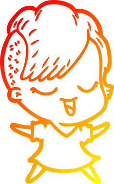 Bir insan tarafından çizilmiş mutlu bir çizgi film kızı çizimi