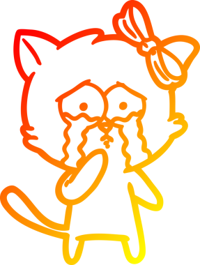 Bir insan tarafından çizilmiş çizgi film kedisinin sıcak çizgi çizimi