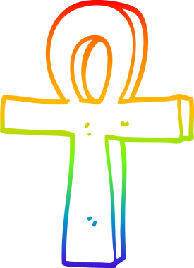 gökkuşağı gradyanı bir insan tarafından çizilmiş bir ankh çizgi çizimi