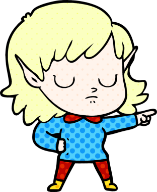 Bir insan tarafından çizilmiş bir elf kızı.