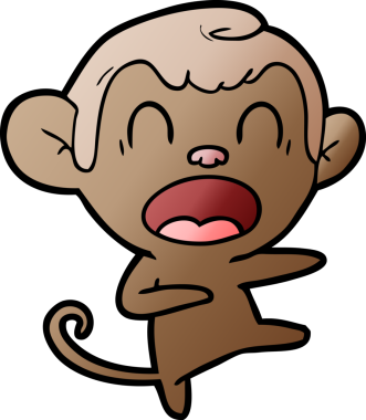 Bir insan tarafından çizilmiş bağıran maymun çizgi filmi.