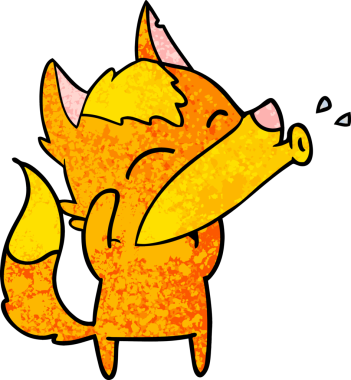 Bir insan tarafından çizilmiş tilki çizgi film karakteri