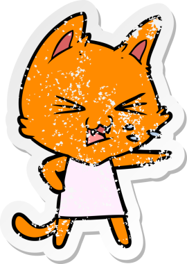 Bir insan tarafından çizilmiş bir çizgi film kedisinin sıkıntılı çıkartması.