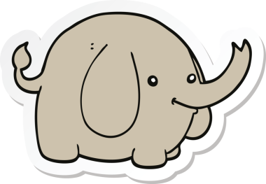 Bir insan tarafından çizilmiş bir filin çıkartması.