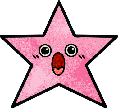 Bir insan tarafından çizilmiş yıldız balığının retro grunge deseni.