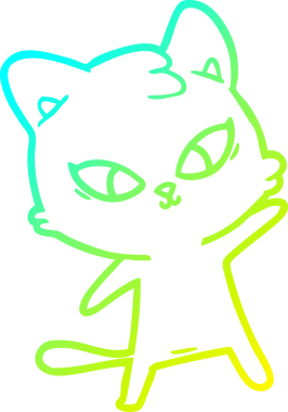 Bir insan tarafından çizilmiş bir çizgi film kedisinin soğuk gradyan çizgisi.