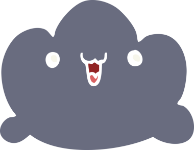 Bir insan tarafından çizilmiş düz renkli çizgi film bulutu