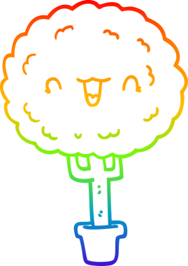 gökkuşağı gradyan çizgi çizimi bir insan tarafından çizilmiş mutlu bir ağaç