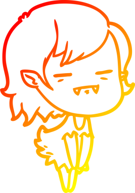 Bir insan tarafından çizilmiş ölümsüz vampir bir kızın sıcak çizgi çizimi