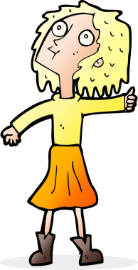 Bir insan tarafından çizilmiş gökyüzüne bakan çizgi film kadını.