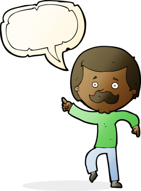 Bir insan tarafından çizilmiş bir konuşma balonuyla dans eden baba.