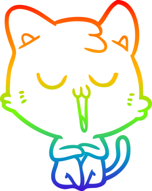 gökkuşağı gradyan çizgi çizimi bir insan tarafından çizilmiş bir çizgi film kedisi
