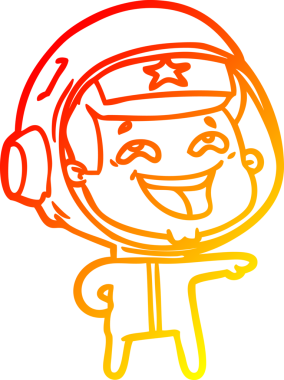 Bir insan tarafından çizilmiş gülen astronotun sıcak çizgi çizimi