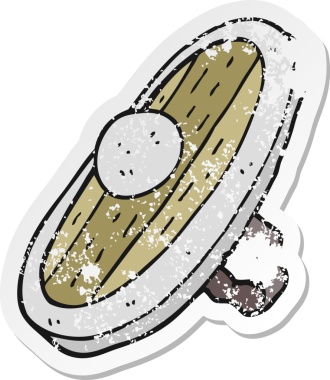 Bir insan tarafından çizilmiş karikatür kalkanının gerilimli çıkartması.