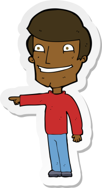 Bir insan tarafından çizilmiş mutlu bir adamın çıkartması.