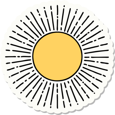 Bir insan tarafından çizilmiş geleneksel güneş şeklinde dövme çıkartması.