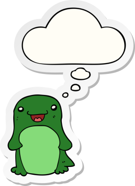 Düşünce baloncuğu insan tarafından çizilmiş bir çıkartma olan penguen çizgi filmi.