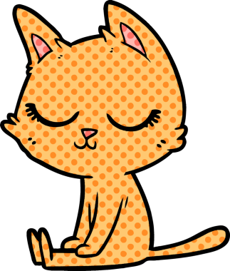 Bir insan tarafından çizilmiş sakin çizgi film kedisi.