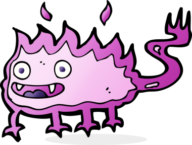 Bir insan tarafından çizilmiş küçük ateş şeytanı.