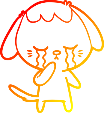 Bir insan tarafından çizilmiş, ağlayan bir köpeğin sıcak çizgi çizgisi.