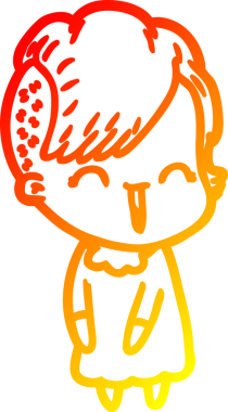 Bir insan tarafından çizilmiş mutlu çizgi film hipster kızı çizimi.