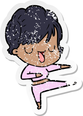 Bir insan tarafından çizilmiş karikatür kadının sıkıntılı çıkartması.