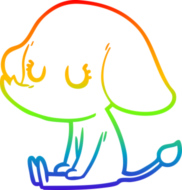 Gökkuşağı gradyan çizgisi bir insan tarafından çizilmiş şirin bir fil çizimi