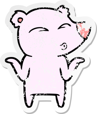 Bir insan tarafından çizilmiş karikatür ayısının sıkıntılı çıkartması.