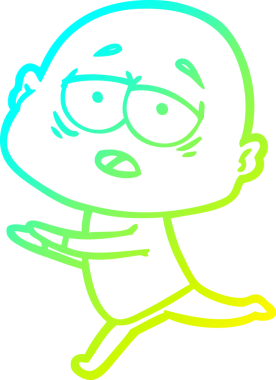 Bir insan tarafından çizilmiş, yorgun, kel bir adamın çizdiği soğuk çizgi.