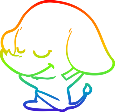 Bir insan tarafından çizilmiş gülümseyen bir filin çizgi çizimi.