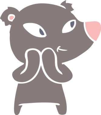 Bir insan tarafından çizilmiş şirin düz renkli çizgi film ayısı.