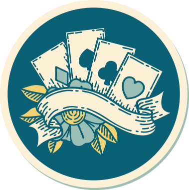 Geleneksel kart stili ve bir insan tarafından çizilmiş dövme çıkartması.