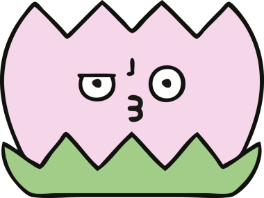 Bir insan tarafından çizilmiş tatlı bir nilüfer çiçeği karikatürü.