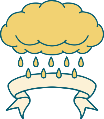 Bir insan tarafından çizilmiş, bulutlu geleneksel dövme.