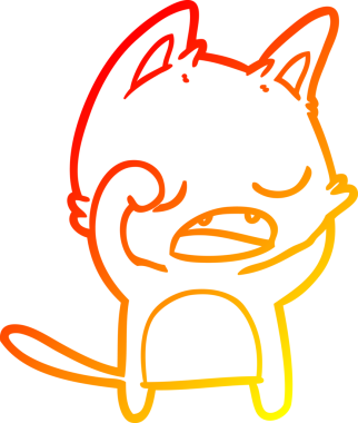 Bir insan tarafından çizilen konuşan kedi çizgi filminin sıcak gradyan çizimi