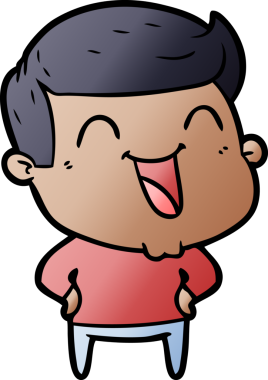 Bir insan tarafından çizilmiş gülen çizgi film adamı.