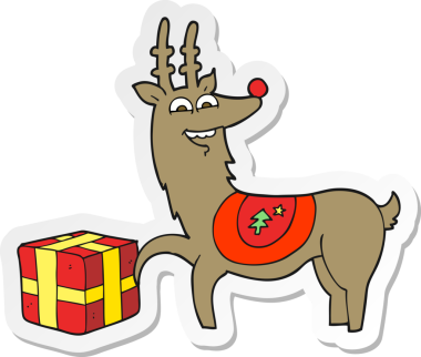 Bir insan tarafından çizilmiş bir karikatür Noel Ren Geyiği etiketi.