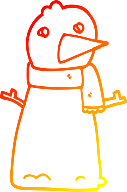 Bir insan tarafından çizilmiş bir kardan adamın sıcak çizgi çizimi