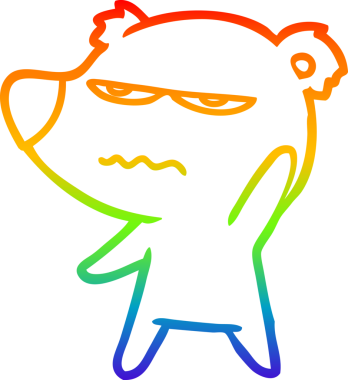 Sinirli bir ayı karikatürünü çizen gökkuşağı gradyanı insan tarafından çizilmiş.