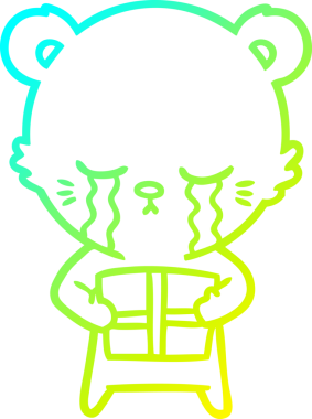 Ağlayan bir çizgi film ayısının insan eliyle çizilmiş soğuk çizgi çizgisi.