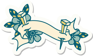 Bir insan tarafından çizilmiş demir çivi amblemli dövme stili.