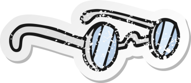 Bir insan tarafından çizilmiş karikatür gözlüğünün gerilimli yapıştırması.