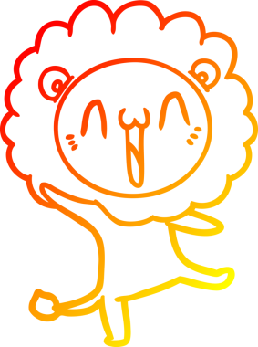 Bir insan tarafından çizilmiş mutlu çizgi film aslanının sıcak çizgi çizimi