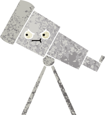 Bir insan tarafından çizilmiş bir teleskobun retro çizim tarzı karikatürü