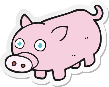 Bir insan tarafından çizilmiş bir domuz yavrusunun çıkartması.