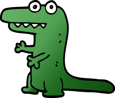 Bir insan tarafından çizilmiş çılgın timsah.