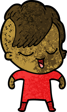 Bir insan tarafından çizilmiş mutlu çizgi film kızı.