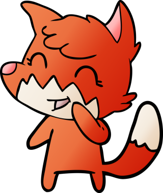 Bir insan tarafından çizilmiş mutlu çizgi film tilkisi.