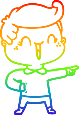 Gökkuşağının gradyan çizimi bir insan tarafından çizilmiş gülen çocuğun çizimi.