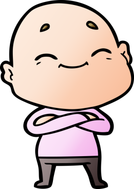 Bir insan tarafından çizilmiş mutlu, kel adam.